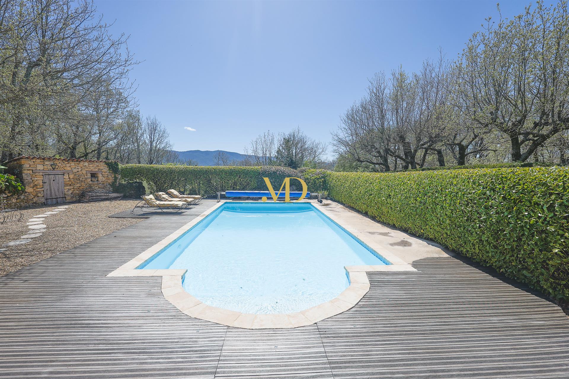 Charming stone property with Luberon view, swimming pool and outbuildings