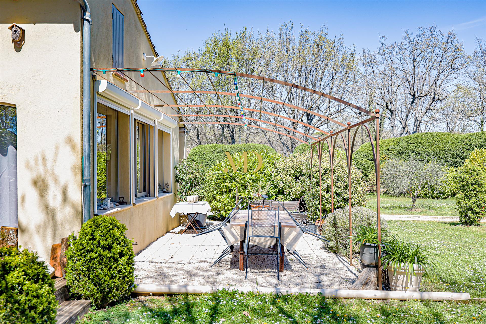 Charming stone property with Luberon view, swimming pool and outbuildings