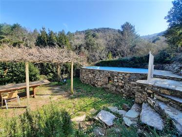 Country house with 145 m² of living space on 1255 m² with pool and 7400 m² of non attached land.