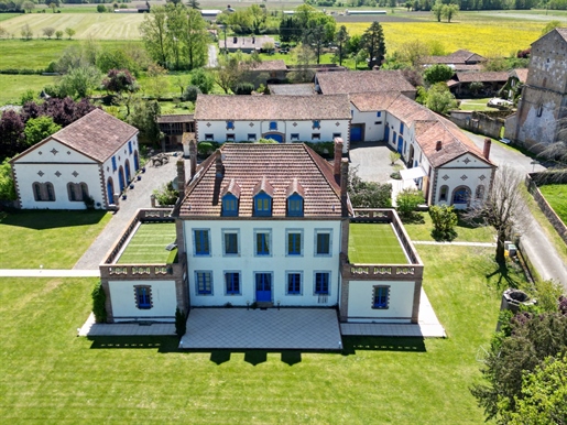 Superb chateau in the Art Deco style with significant outbuildings, guest lodge & pool