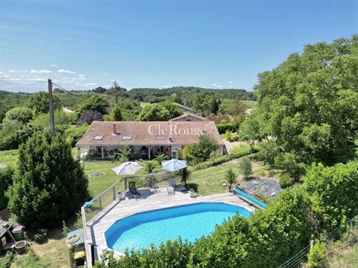 Close to Levignac-de-Guyenne - Uroczy wiejski dom z 3 sypialniami, dołączonym studiem i basenem