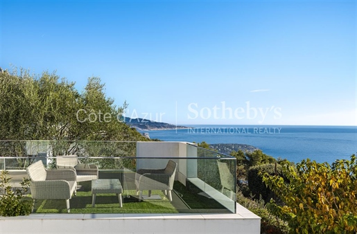 Breathtaking architect's villa in La Turbie with panoramic sea views, minutes from Monaco
