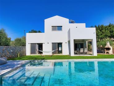 Modern 3-bedroom villa with a new pool & White Mountains view in Litsarda