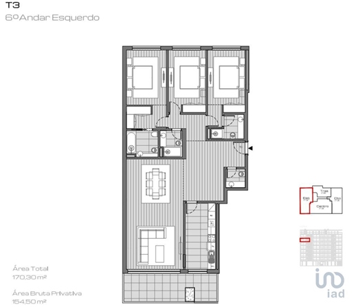 Apartamento T3 em Porto de 154,00 m²