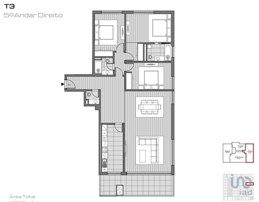 Appartement T3 à Porto de 150,00 m²