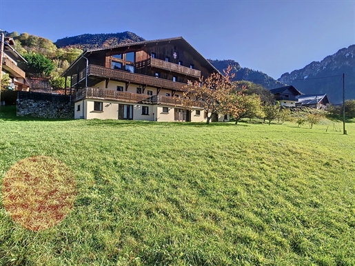 Abondance Valley, Large renovated farm. Panoramic view of the Alps.