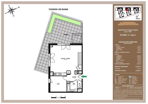 New T5 Duplex apartment of 118 m² with terrace of 52 m² with architecture inviting nature! Li