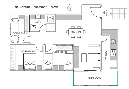 Apartamento 3 dormitorios - 74.00 m2