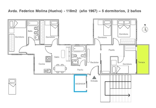 Apartamento 5 dormitorios - 118.00 m2