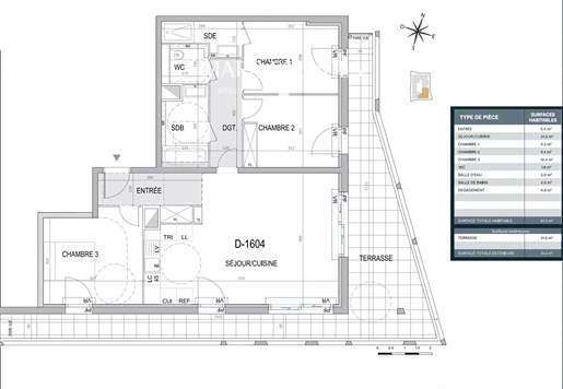Nice - Nieuw programma met zeezicht 3 slaapkamers, terras 31,6m² en 2 parkeerplaatsen