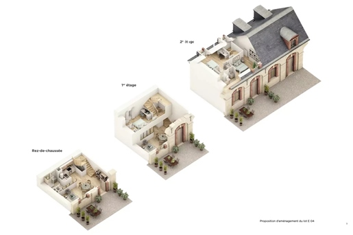 Appartement F4 Triplex avec terrasse et parkings dans un château classé