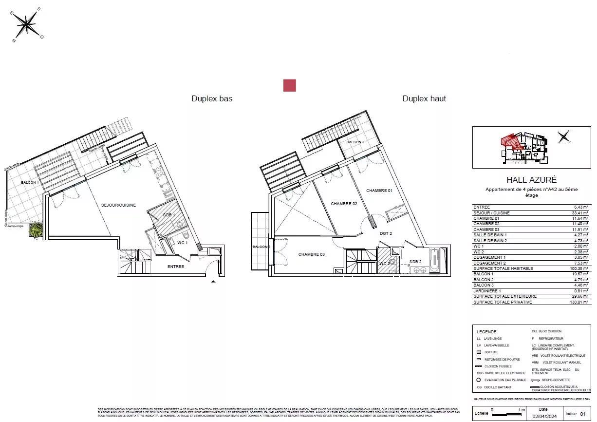 Annecy - Appartement duplex neuf 4 pièces, grands balcons, cave et parkings