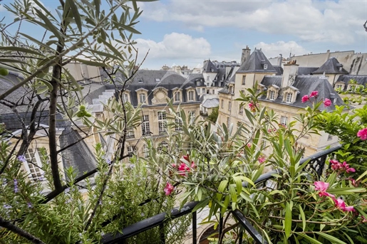 Charming top floor in the heart of the Marais Rue des Archives with a view of a private mansion