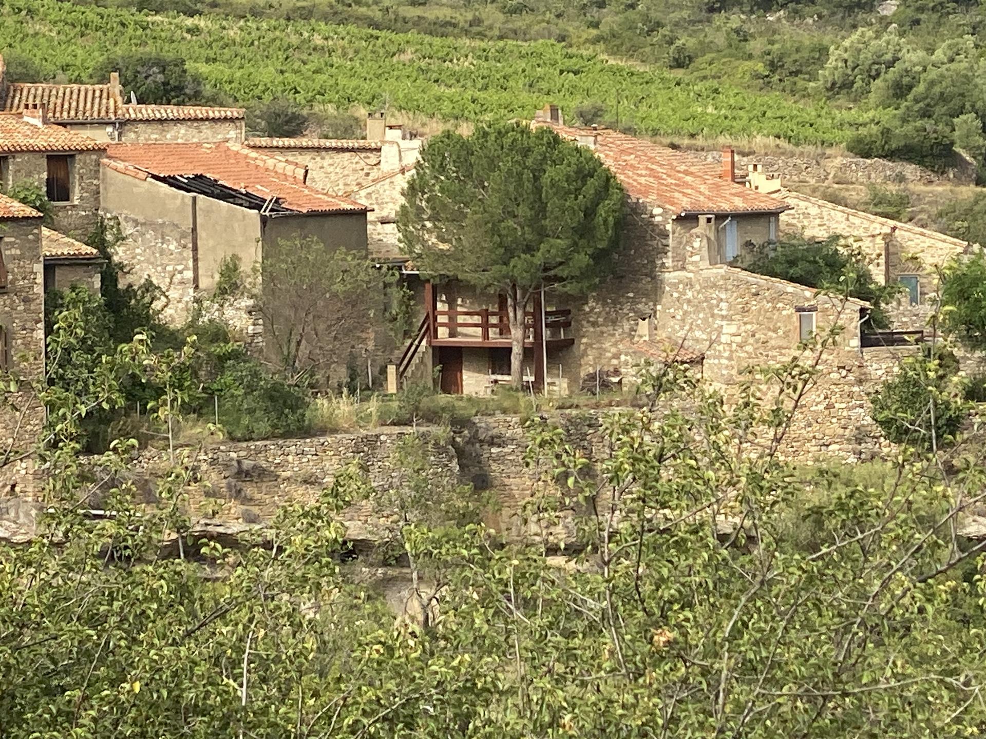 Casa de pedra com jardim e vista