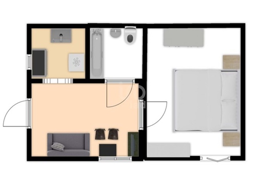 1 slaapkamer appartement - 37,00 m2
