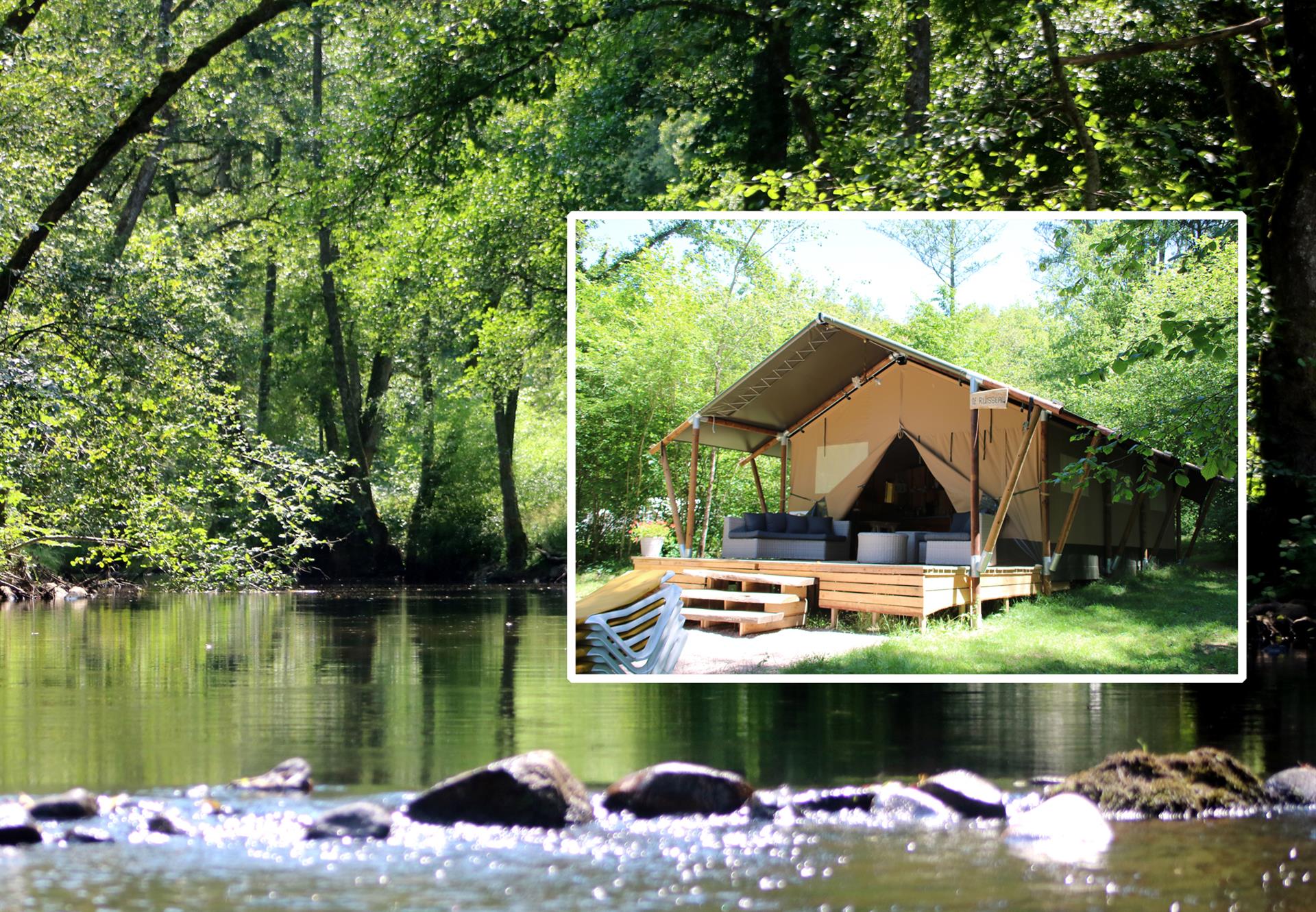 Small-scale holiday park by a river