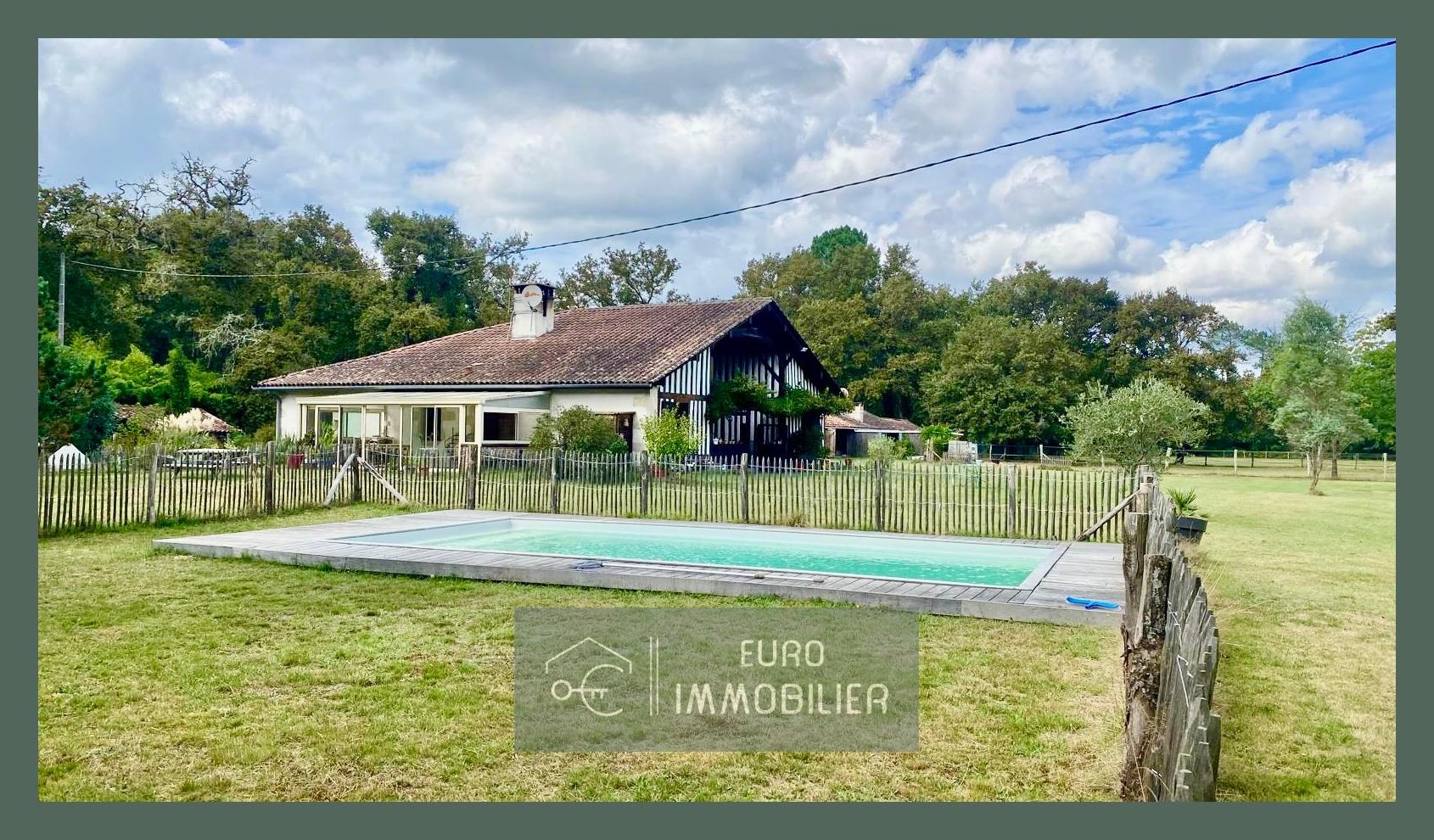 Authentic Landaise - Half-Timbered - Gite - 7Ha - Swimming Pool - Airial