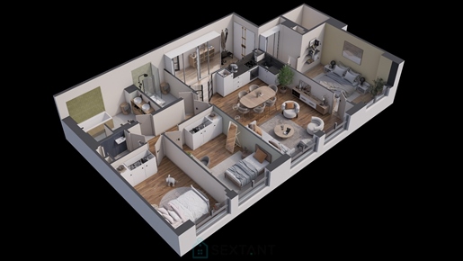 Appartement rénové 96 m2, 3 chambres, 1 cave,1 box parking