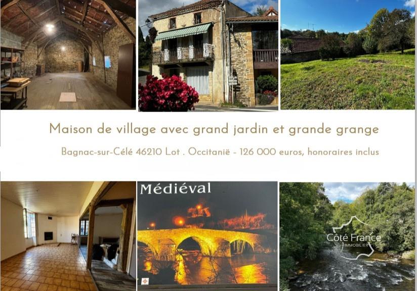 Casa de pueblo con local comercial y amplio jardín, garaje y granero situado en Bagnac-sur-Célé