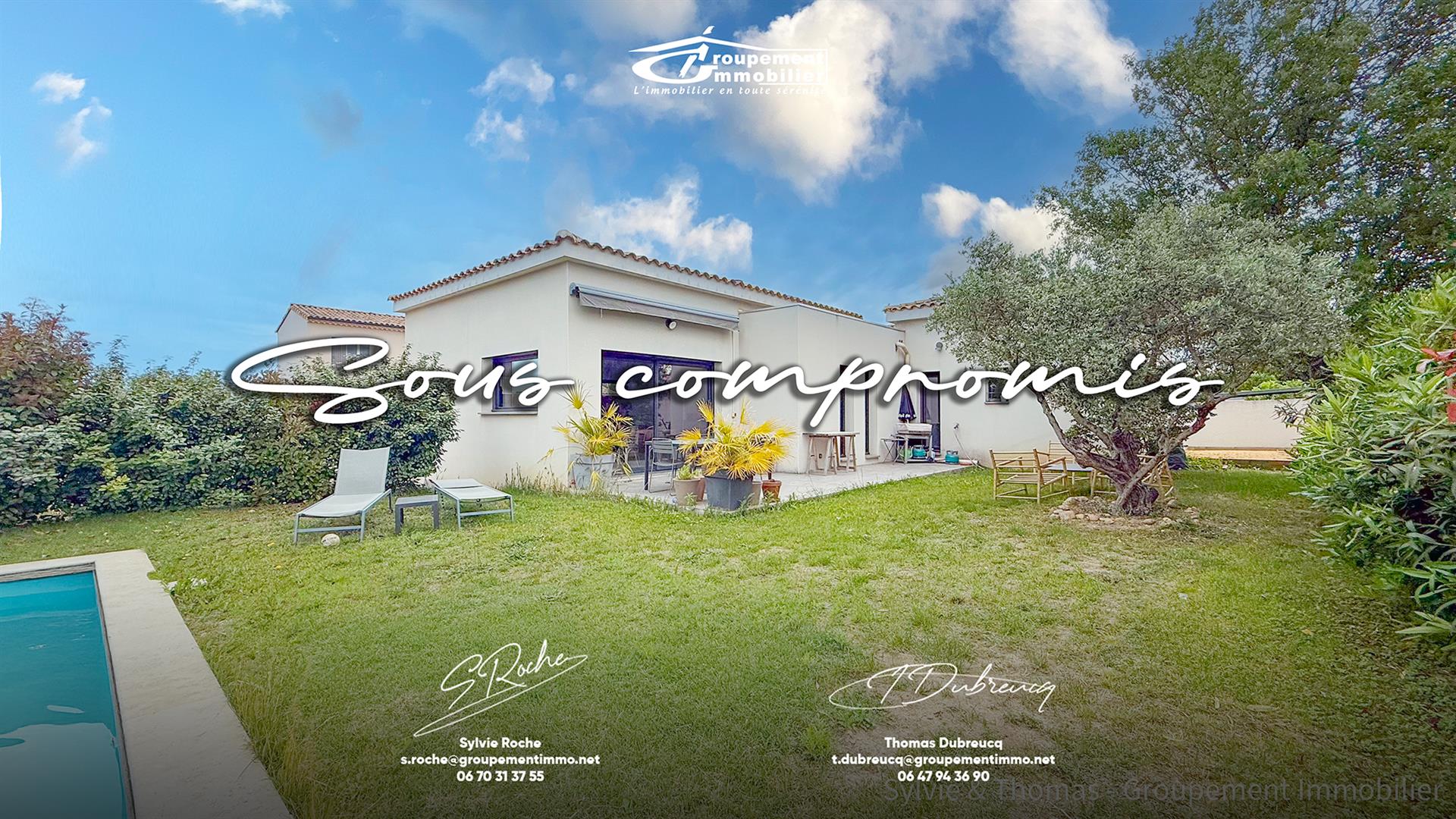 Modern single-story house 124m2, 3 bedrooms with swimming pool and garage