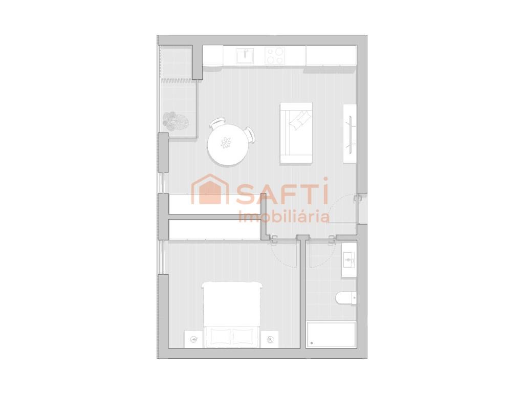 Apartamento de 1 Dormitorio - Boa Terra, Vagueira