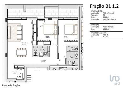 Apartamento T2 em Porto de 84,00 m²