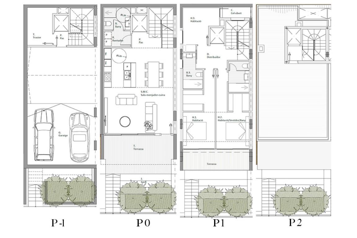 Newly built development with a private garden and communal pool for sale, 400m from Sa Riera Beach