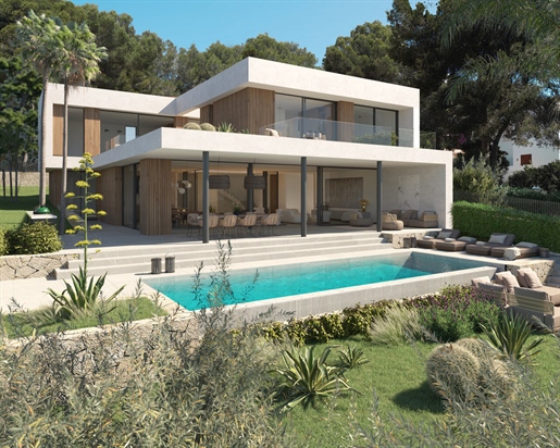 Terrain avec un projet de villa moderne avec piscine à Santa Ponsa