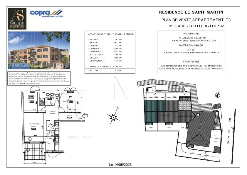 3 Rooms 67.85 M2 New Development: Type T3 Apartment Of 68 M2 + Balcony 9 M2 + Private Parking Space