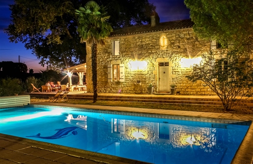 Stone property with outbuilding and swimming pool