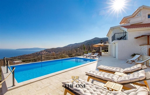 Stone villa with a sea view near Ičići