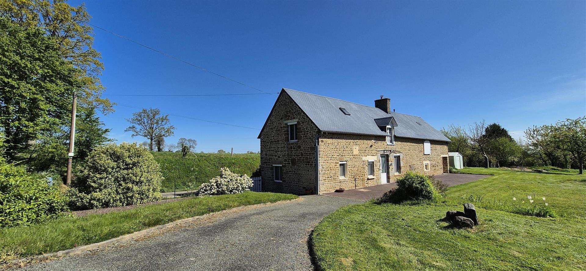 Detached character 2 bed habitable stone longere with attic for possible conversion + 2 outbuildings