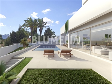 Ibizan style villa with sea views for sale on the coast of Benissa