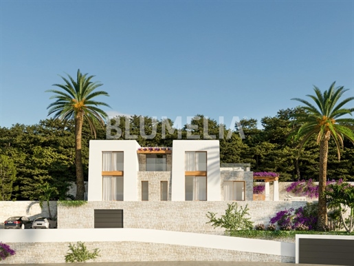 Ibizan stijl villa met uitzicht op zee te koop in Benissa