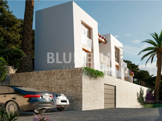 Ibizan stijl villa met uitzicht op zee te koop in Benissa