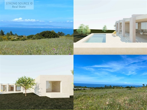 Fantastic plot of land in Azóia with sea views of 6640 m2, with an approved project for 2 single-sto