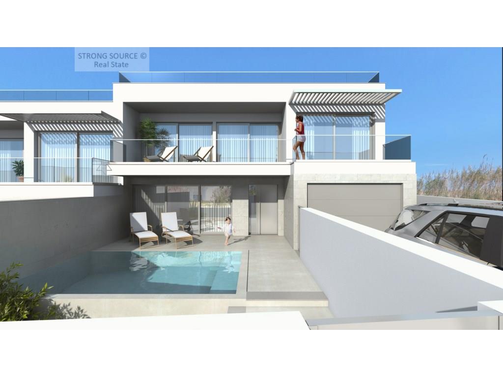 Townhouses (4) with sea views, terraces, swimming pool and excellent areas, good sun exposure, 10 mi