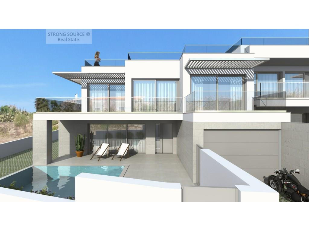 Townhouses (4) with sea views, terraces, swimming pool and excellent areas, good sun exposure, 10 mi