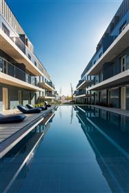 Appartement moderne de trois chambres, avec terrasse panoramique avec piscine vue sur le Tage, à Bel