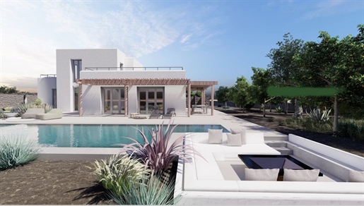 Luxury Villa on the Golden Coast of Paros with a pool near the beach.