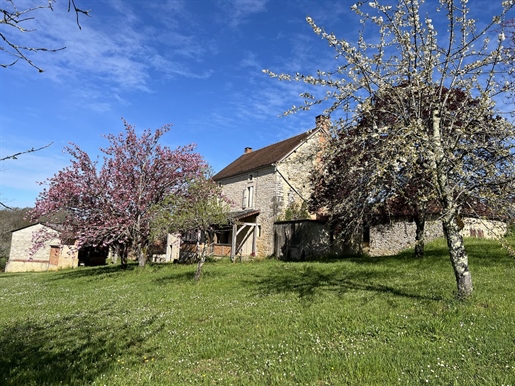 W Périgord Noir, na wzgórzach, Nieruchomość do remontu na około 4 hektarach działki ze stawem