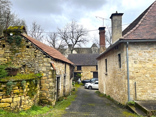 In een van de mooiste dorpjes in de Périgord Noir gelegen, natuurstenen woonhuis, schuur en bijgebou