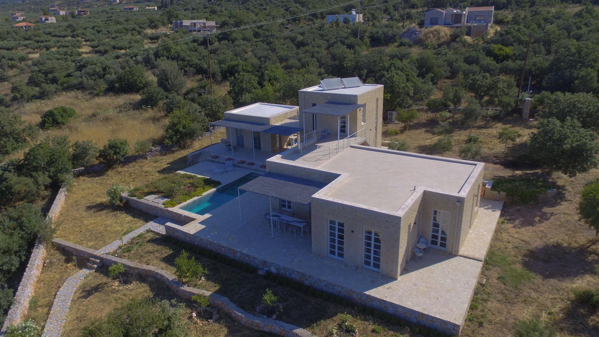 Modern Villa with Unobstructed Sea View in Pyrgos, West Mani