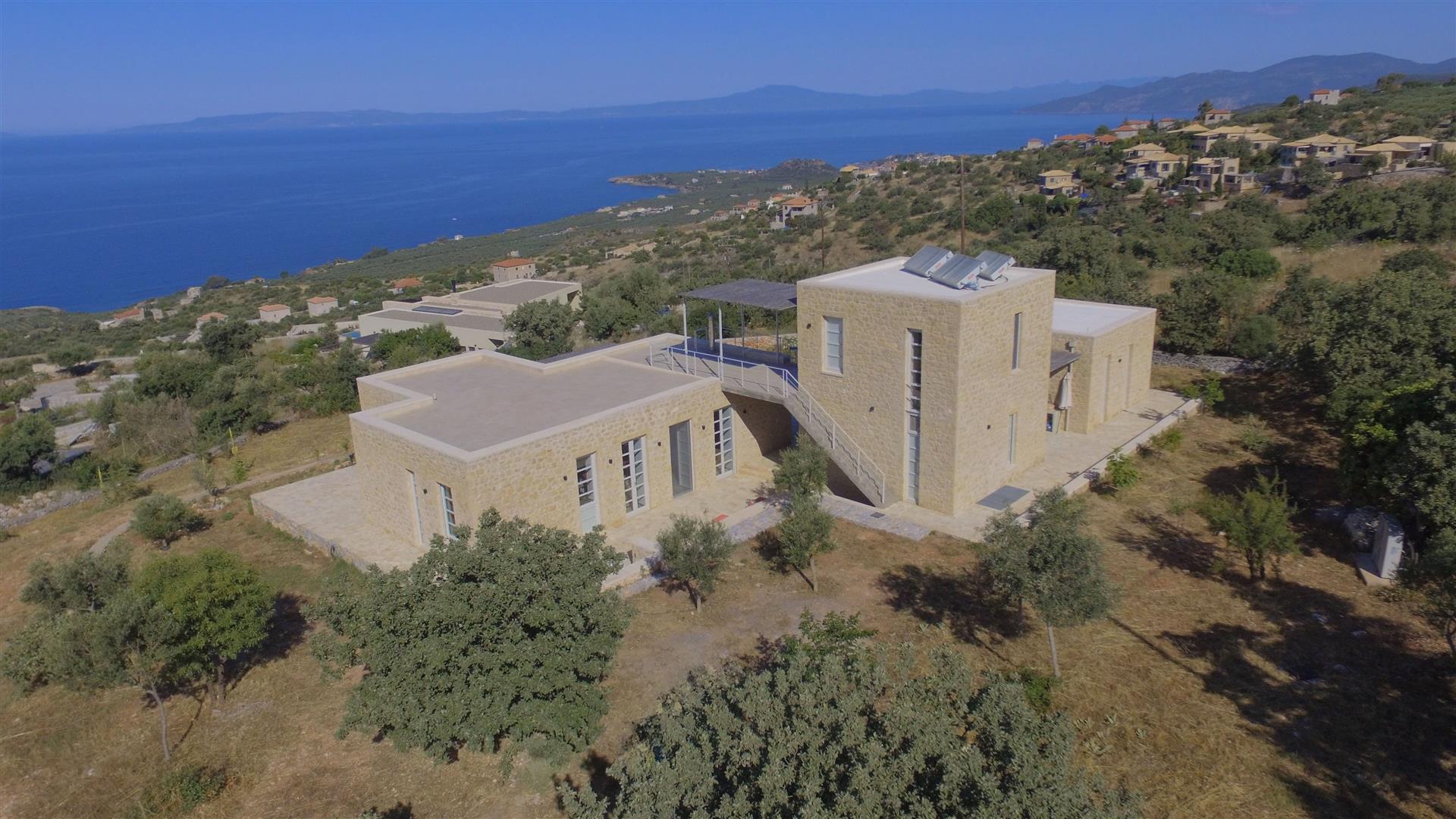 Modern Villa with Unobstructed Sea View in Pyrgos, West Mani