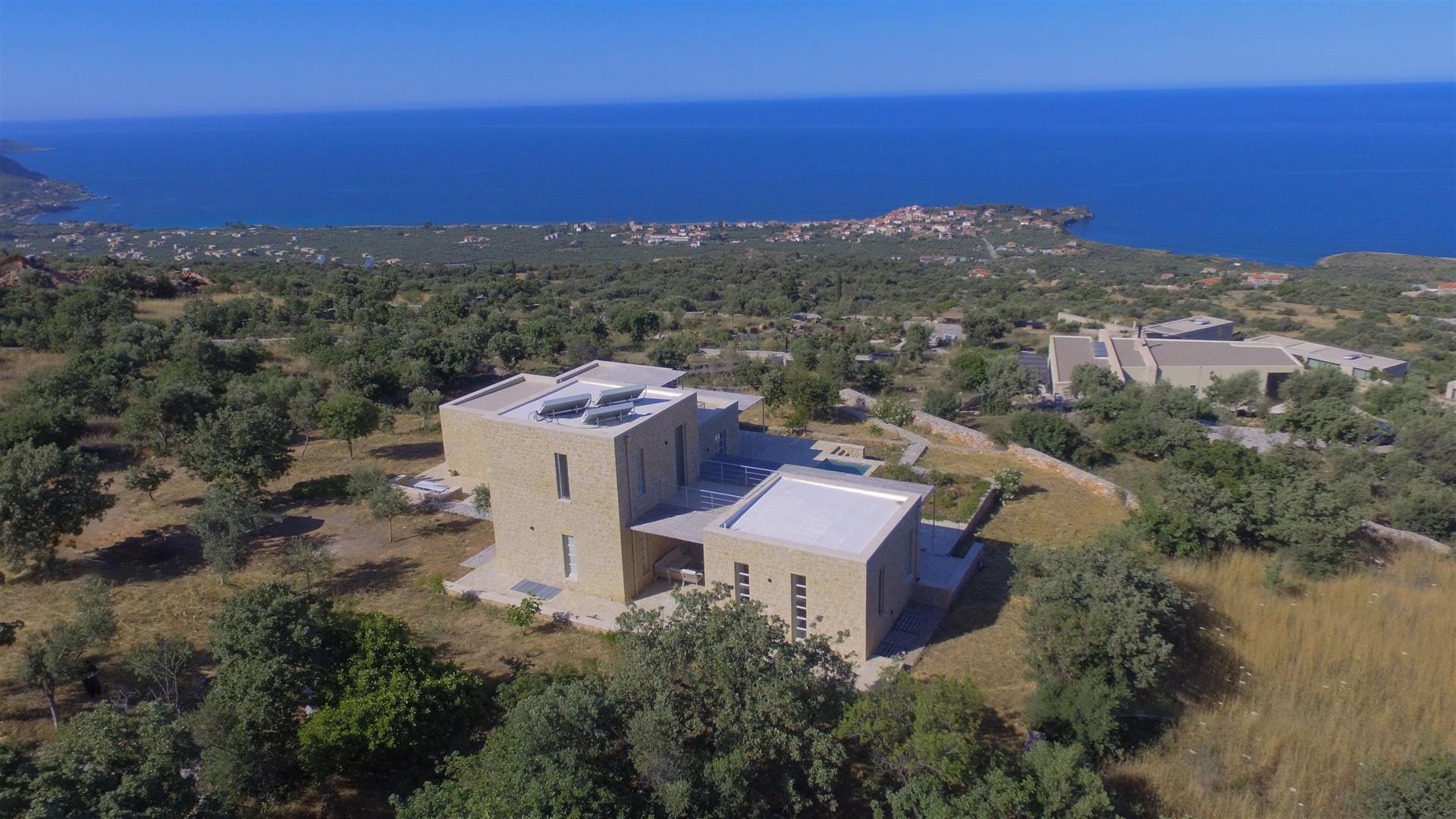 Modern Villa with Unobstructed Sea View in Pyrgos, West Mani