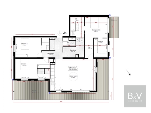 Appartement 4 pièces de 132 m² avec terrasse de 43 m²