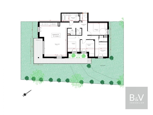 Appartement 5 pièces de 115 m² avec jardin privatif