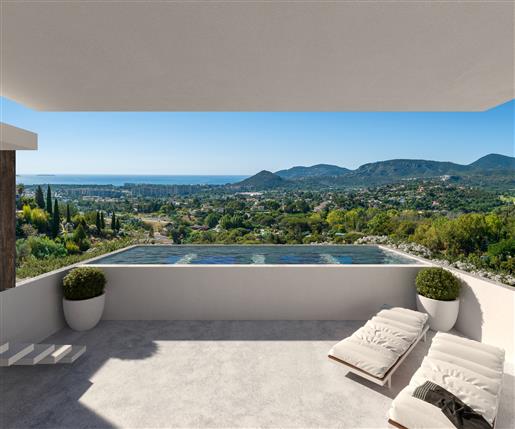 Villa met 3 slaapkamers, zwembad op het dak en uitzicht op zee in Mandelieu La Napoule