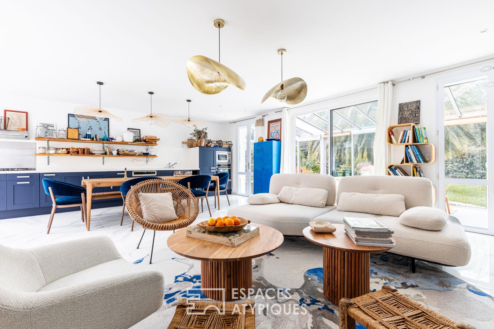 1960S villa revisited in a green setting, beach on foot