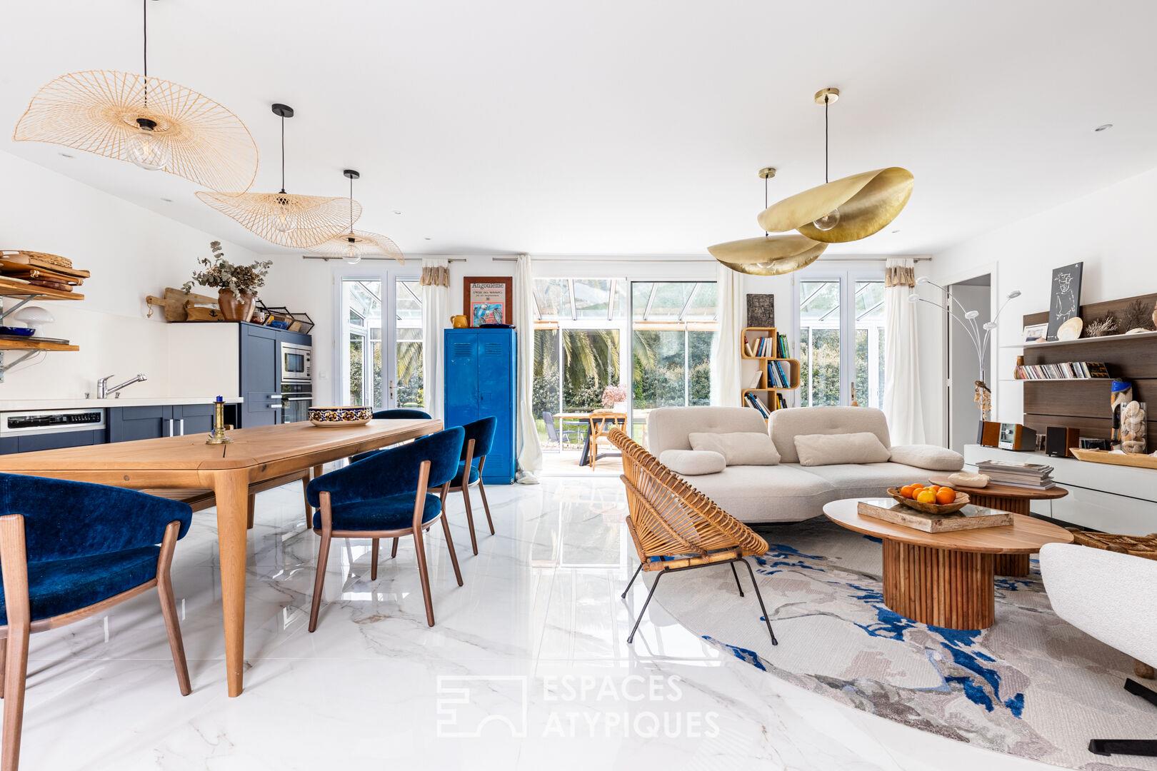 1960S villa revisited in a green setting, beach on foot